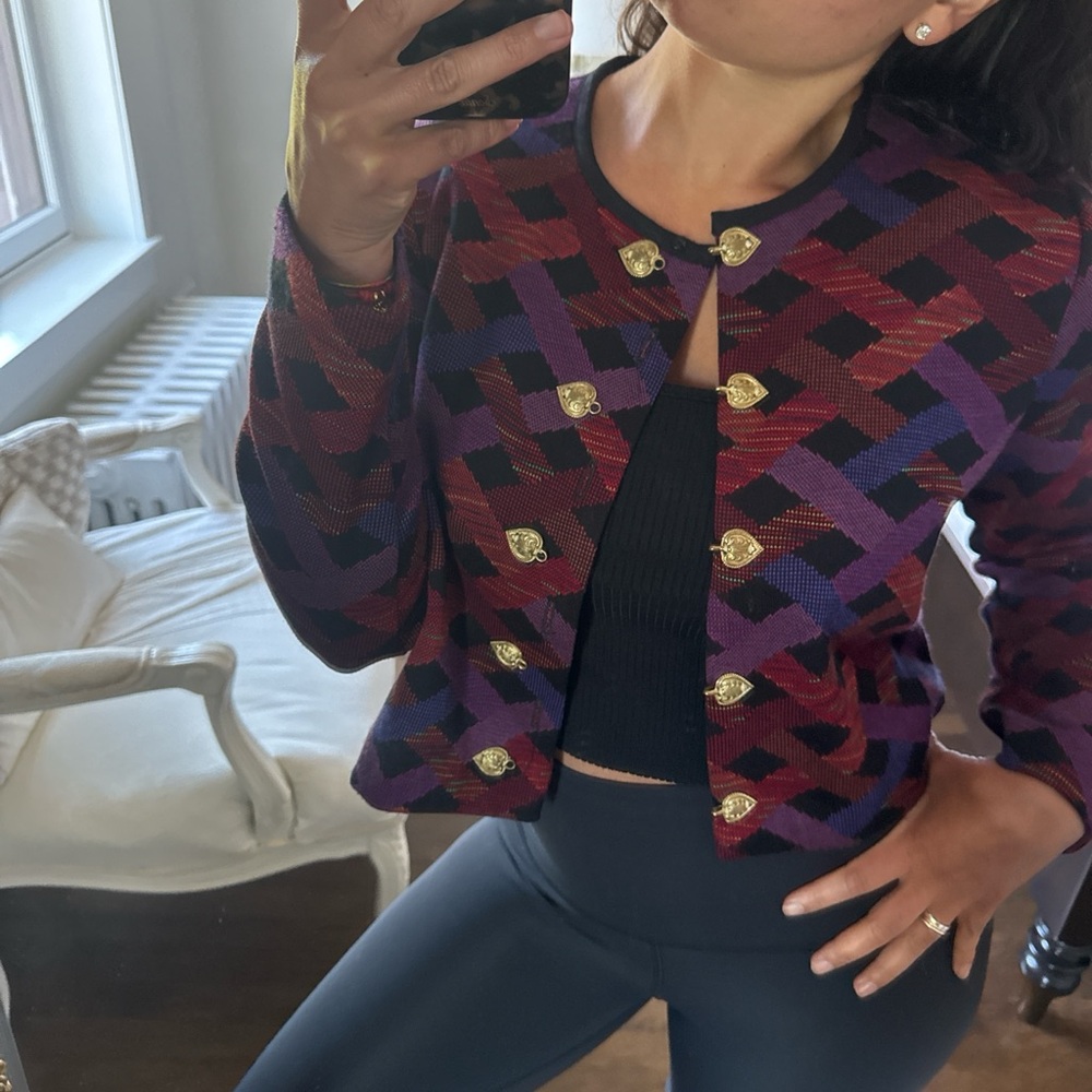 Positive Attitude Vintage Geometric Ribbon Sweater Cardigan Jacket